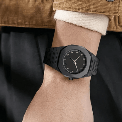 𝐎𝐫𝐢𝐠𝐢𝐧𝐚𝐥 𝐀𝐔𝐑𝐀™ 𝐀𝐫𝐚𝐛𝐢𝐜 𝐄𝐝𝐢𝐭𝐢𝐨𝐧 – Arabic Style Quartz Men's Black Watch - Water Resistance💦