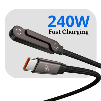 240W Fast Charging Flat Nylon Stand Cable