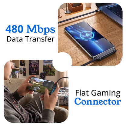240W Fast Charging Flat Nylon Stand Cable