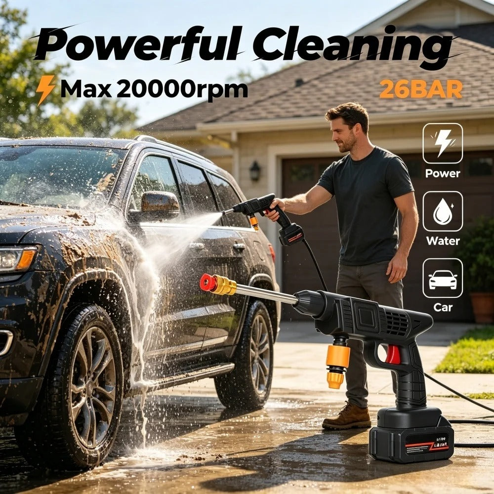 Rechargeable High Pressure Washer Gun for Multi Use (02 Batteries) - مسدس غسيل بالضغط العالي قابل للشحن ومتعدد الاستخدامات (بطاريتان)